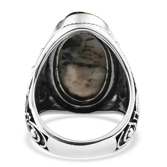 White Buffalo Solitaire Ring in 925 Sterling Silver - Picture 4 of 5